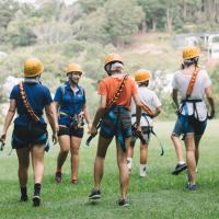 Walking to challenge course banner